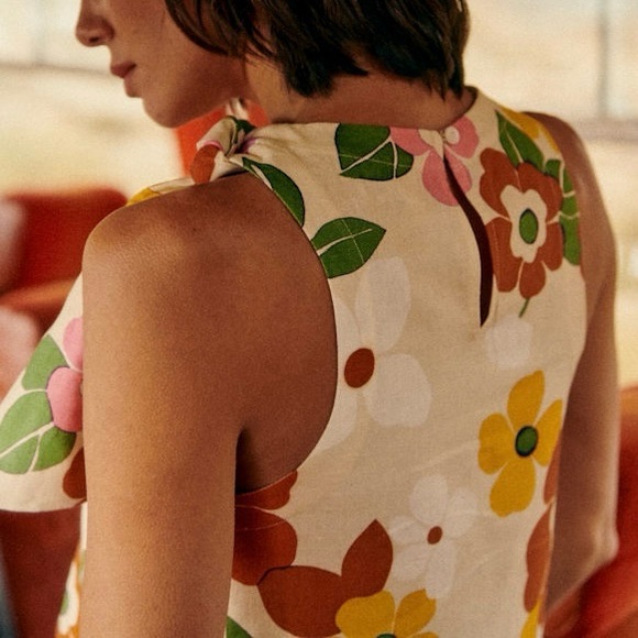 Sezane Floral Cream Top with Multicolor Blooms - Picture 7 of 14